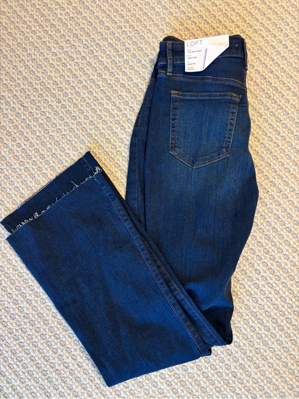 LOFT Dark Blue Jeans slim flare NWT 27 petite inseam